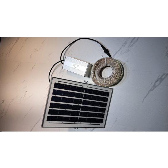 Kültéri napelemes led szalag 20 m, 6500K, távirányítóval