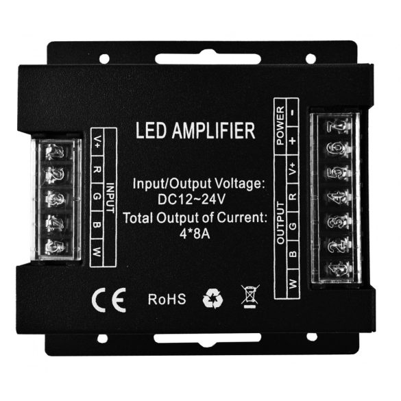 Jelerősítő RGBW/RGB+W led szalaghoz 4*8A, DC12V - 384W; DC24V - 768W