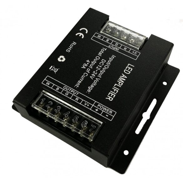 Jelerősítő RGBW/RGB+W led szalaghoz 4*8A, DC12V - 384W; DC24V - 768W
