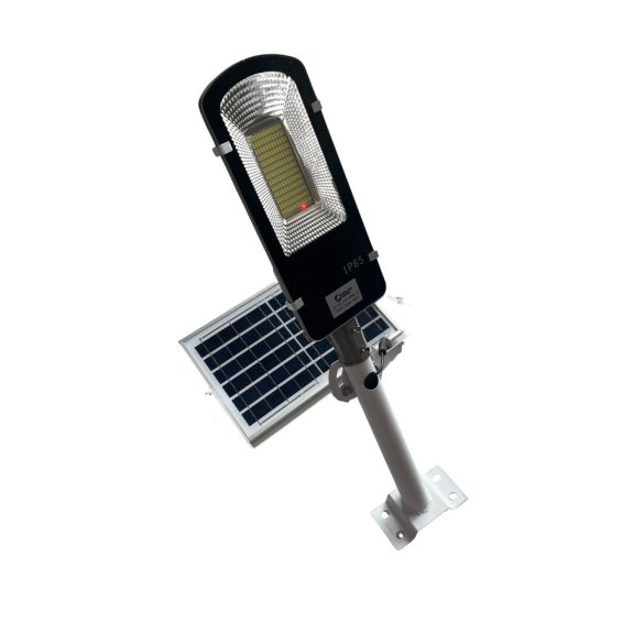 Alumínium napelemes utcai lámpa 150W, 8000K, távirányítóval és tartó konzollal