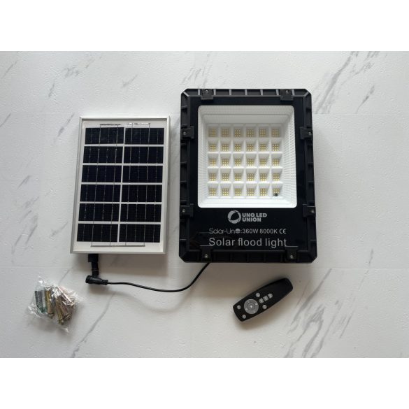 Napelemes reflektor 360W, 8000K, műanyagház, távirányítóval